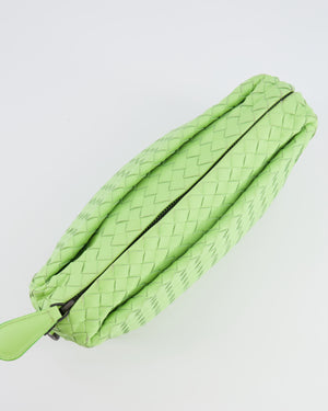 Bottega Veneta Lime Green Intrecciato Crossbody Bag with Black Hardware
