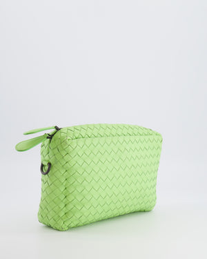 Bottega Veneta Lime Green Intrecciato Crossbody Bag with Black Hardware