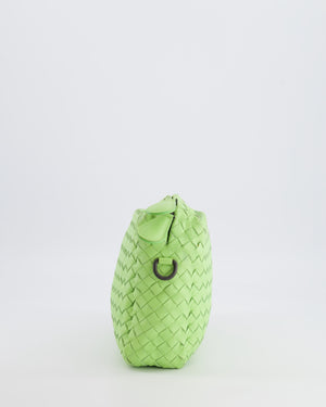 Bottega Veneta Lime Green Intrecciato Crossbody Bag with Black Hardware