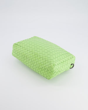 Bottega Veneta Lime Green Intrecciato Crossbody Bag with Black Hardware