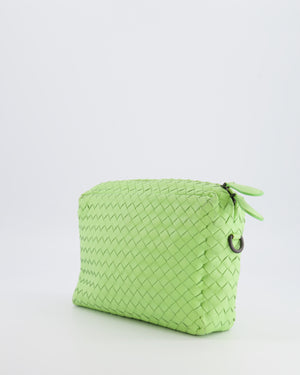 Bottega Veneta Lime Green Intrecciato Crossbody Bag with Black Hardware