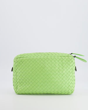 Bottega Veneta Lime Green Intrecciato Crossbody Bag with Black Hardware
