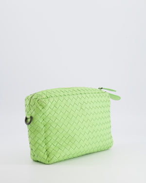 Bottega Veneta Lime Green Intrecciato Crossbody Bag with Black Hardware