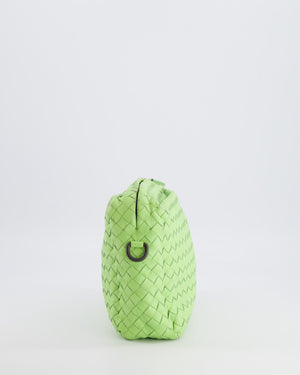 Bottega Veneta Lime Green Intrecciato Crossbody Bag with Black Hardware