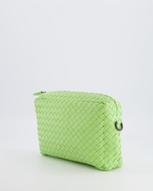 Bottega Veneta Lime Green Intrecciato Crossbody Bag with Black Hardware