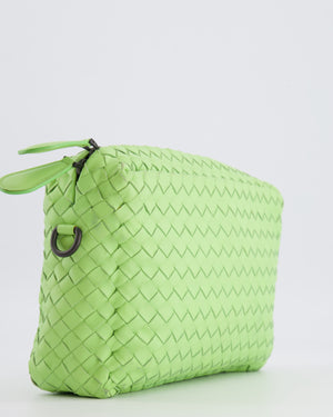 Bottega Veneta Lime Green Intrecciato Crossbody Bag with Black Hardware