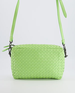 Bottega Veneta Lime Green Intrecciato Crossbody Bag with Black Hardware