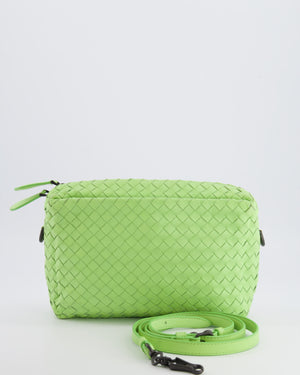 Bottega Veneta Lime Green Intrecciato Crossbody Bag with Black Hardware
