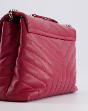 Saint Laurent Red Lambskin Large Loulou Bag with Silver Hardware RRP £2,615