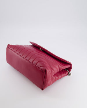 Saint Laurent Red Lambskin Large Loulou Bag with Silver Hardware RRP £2,615