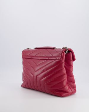 Saint Laurent Red Lambskin Large Loulou Bag with Silver Hardware RRP £2,615