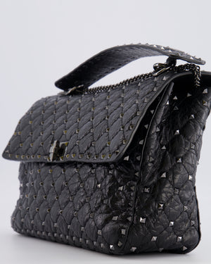 Valentino Black Distressed Leather Large Rockstud Spike Bag RRP £2,850