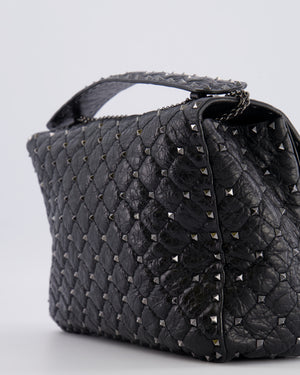 Valentino Black Distressed Leather Large Rockstud Spike Bag RRP £2,850