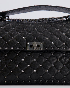 Valentino Black Distressed Leather Large Rockstud Spike Bag RRP £2,850