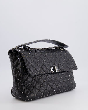 Valentino Black Distressed Leather Large Rockstud Spike Bag RRP £2,850