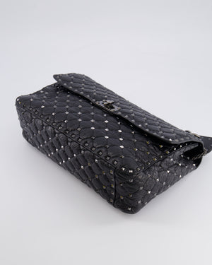 Valentino Black Distressed Leather Large Rockstud Spike Bag RRP £2,850