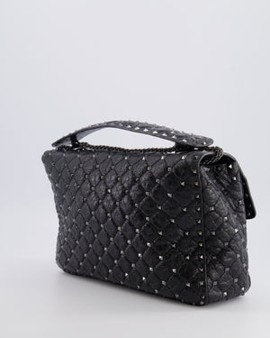 Valentino Black Distressed Leather Large Rockstud Spike Bag RRP £2,850