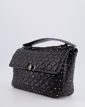 Valentino Black Distressed Leather Large Rockstud Spike Bag RRP £2,850
