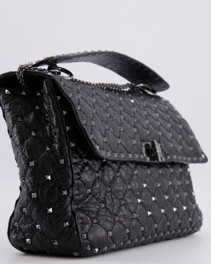 Valentino Black Distressed Leather Large Rockstud Spike Bag RRP £2,850