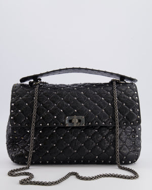 Valentino Black Distressed Leather Large Rockstud Spike Bag RRP £2,850