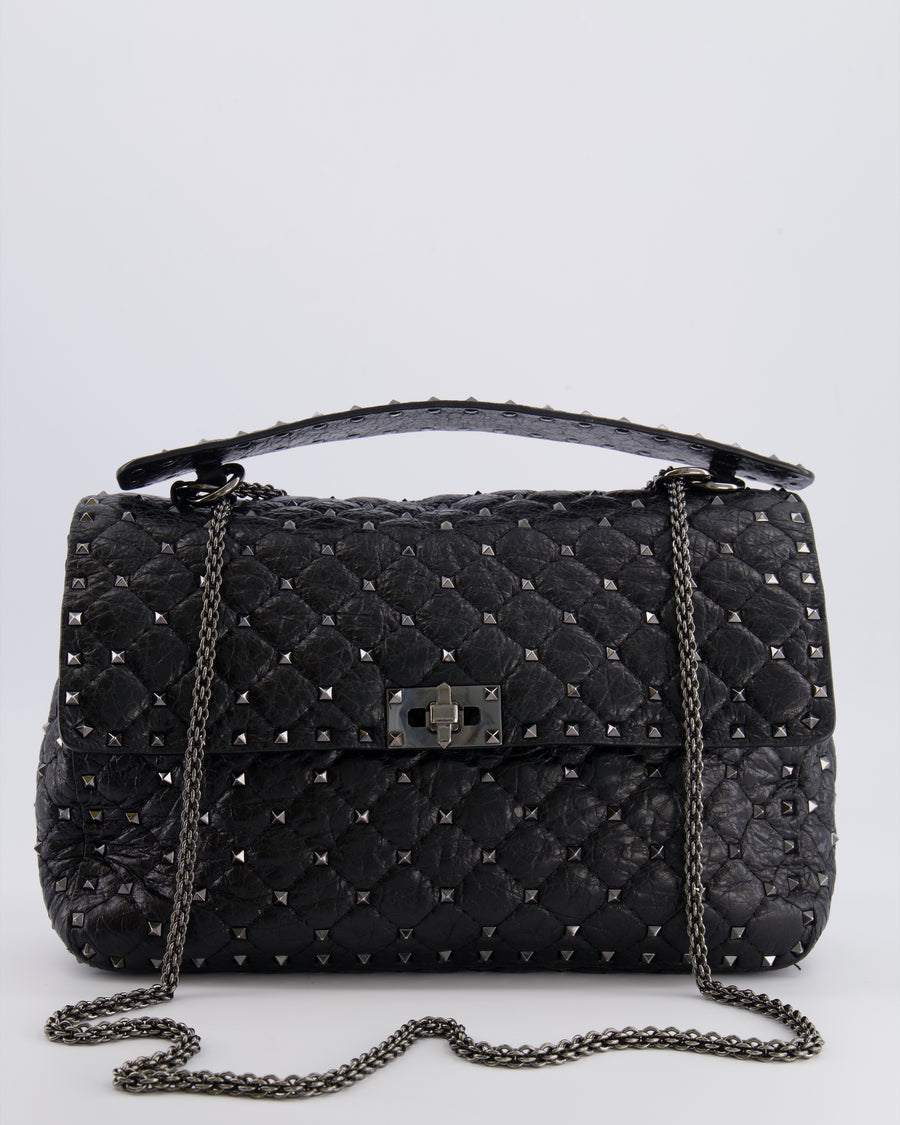 Valentino Black Distressed Leather Large Rockstud Spike Bag RRP £2,850