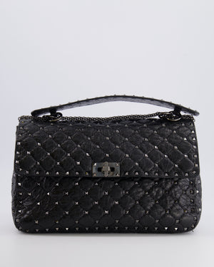 Valentino Black Distressed Leather Large Rockstud Spike Bag RRP £2,850