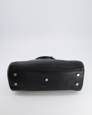 Saint Laurent Black Leather Rive Gauche Tote Bag with Silver Hardware