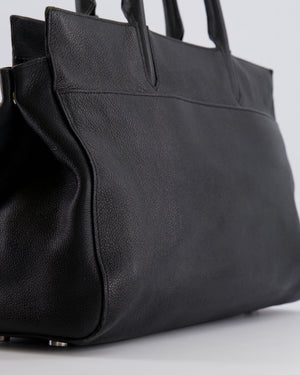 Saint Laurent Black Leather Rive Gauche Tote Bag with Silver Hardware