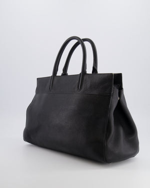 Saint Laurent Black Leather Rive Gauche Tote Bag with Silver Hardware