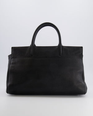 Saint Laurent Black Leather Rive Gauche Tote Bag with Silver Hardware