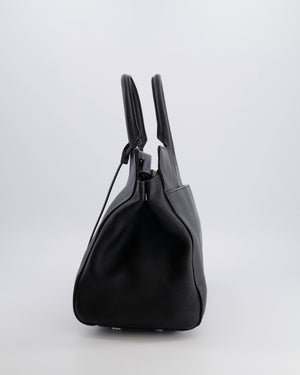 Saint Laurent Black Leather Rive Gauche Tote Bag with Silver Hardware