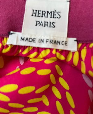 Hermés Pink, Red and Yellow Printed Silk Skirt Size FR 36 (UK 8)