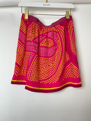 Hermés Pink, Red and Yellow Printed Silk Skirt Size FR 36 (UK 8)