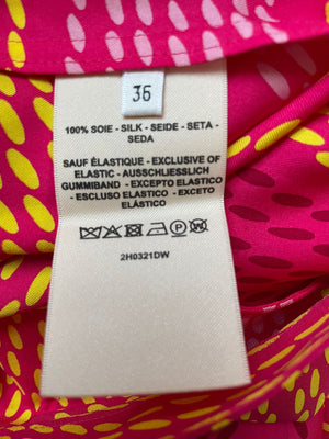 Hermés Pink, Red and Yellow Printed Silk Skirt Size FR 36 (UK 8)