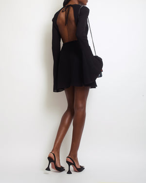 Saint Laurent Black Long Sleeve Sequin Mini Dress with Back Cut-Out Detail FR 36 (UK 8)