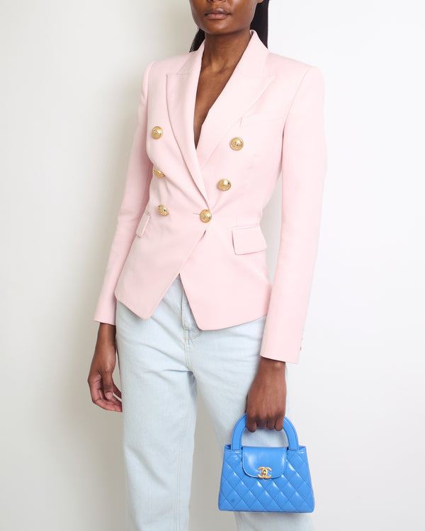 Balmain Pastel Pink Double-Breasted Blazer with Gold Button Details Size FR 34 (UK 6)