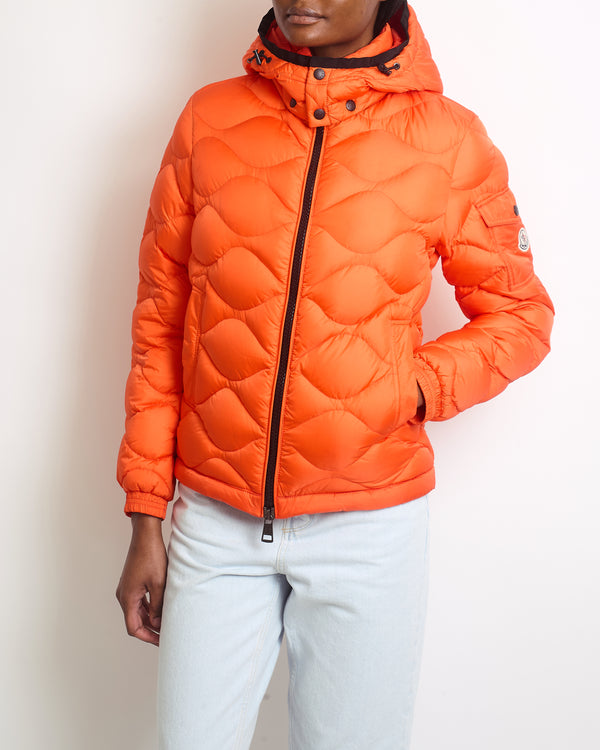 Moncler Orange Goose Down Puffer Coat Size 0 (UK 8)