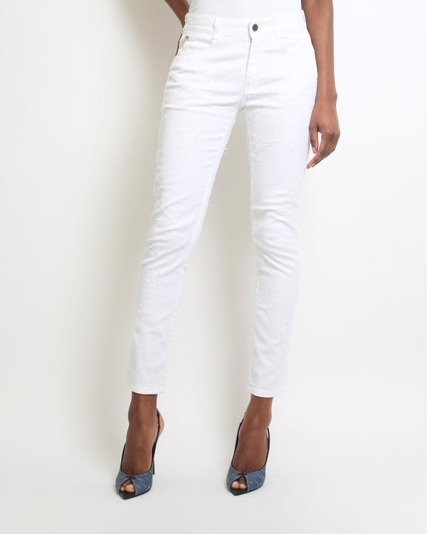 Stella McCartney White Denim Jeans with Star Details Size W26 (UK 6 - 8)