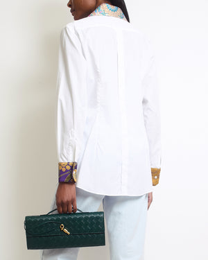 Dolce & Gabbana White Poplin Button Down Shirt with Embroidered Collar and Cuff Detail IT 42 (UK 10)