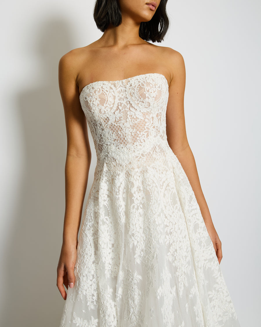 *BRIDAL* Dana Harel for Browns Bride Ivory Lace Floral Wedding Gown Size UK 6