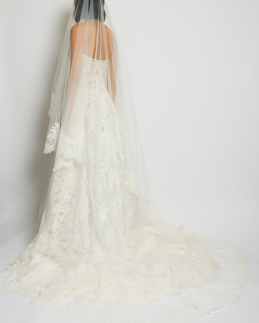 *BRIDAL* Elie Saab for Browns Bride Ivory Lace Floral Veil