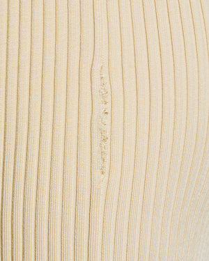 Hermès Cream Ribbed Knit Dress with Button Details Size FR 36 (UK 8)