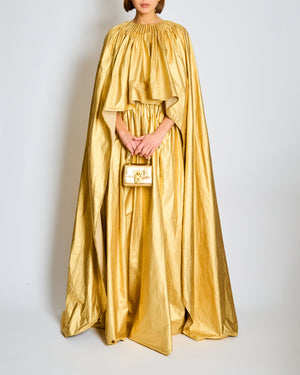*CURRENT SEASON* Schiaparelli Gold Metallic Cape Long Dress Size FR 38 (UK 6) RRP £6,600
