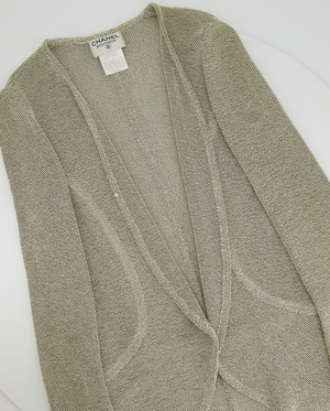 Chanel Grey Knit Cardigan & Dress Set with Silver CC Logo Button Detail on Sleeve FR 36 (UK 8)