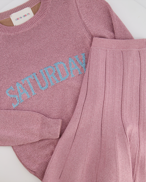 Alberta Ferretti Pink Metallic Saturday Sweater and Mini Skirt Set Size IT 40/42 (UK 8/10)