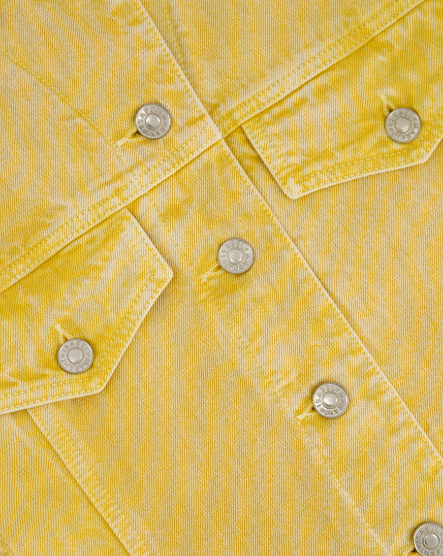 Isabel Marant Etoile Yellow Denim Gilet with Logo Buttons FR 34 (UK 6)