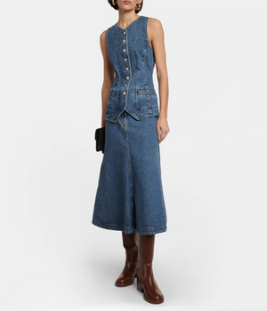 Chloé Blue Denim Sleeveless Maxi Dress with Button Detail Size IT 42 (UK 10) RRP £1,505