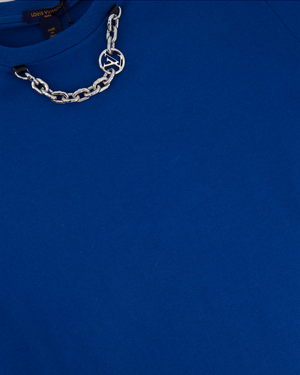 Louis Vuitton Blue Oversized T-Shirt with Neck Logo Chain Detail Size M (UK 10) RRP £650