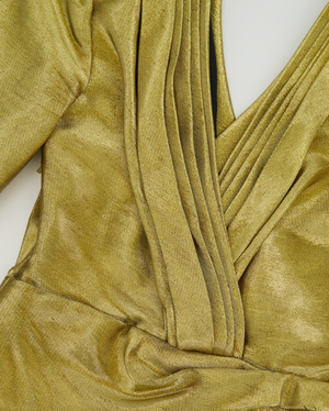 *RUNWAY* Saint Laurent Gold Embellished Long-Sleeve Mini Dress Size FR 38 (UK 10)