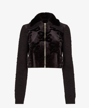 Fendi Black Mink Fur and Wool Jacket with FF Logo Details Size IT 42 (UK 10) RRP £9,500